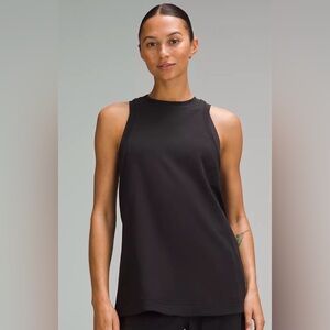 LULULEMON LONG COTTON CREWNECK TANK TOP-SIZE L- BLACK-TAGS CUT OUT BUT UNWORN!